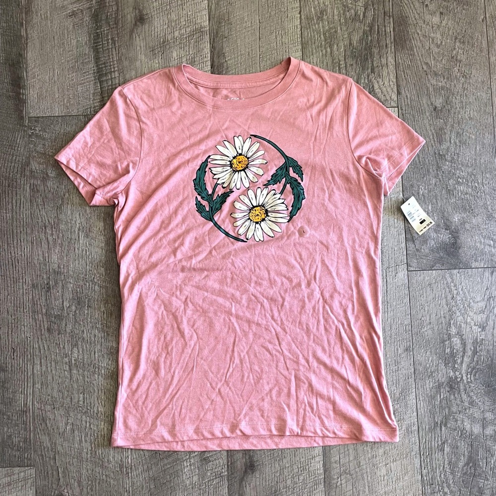 Aeropostale Pink Daisy Graphic Classic Crew T-Shirt L 6411 NEW